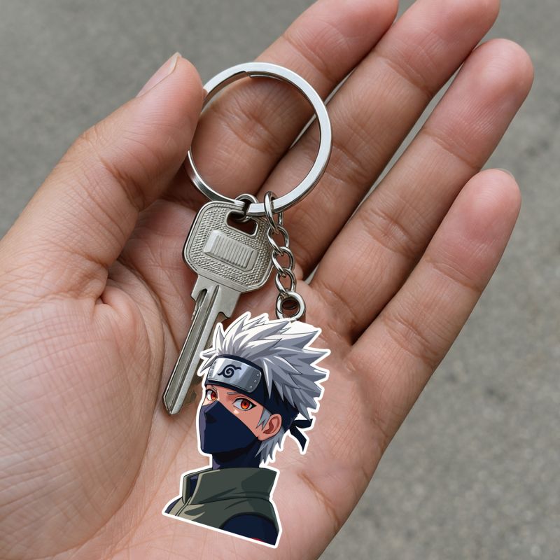 Kakashi Hatake Acrylic Anime & Cartoon Theme Keychain For Bike & Car Birthday Return Gift For Kids Gift For Girls & Boys